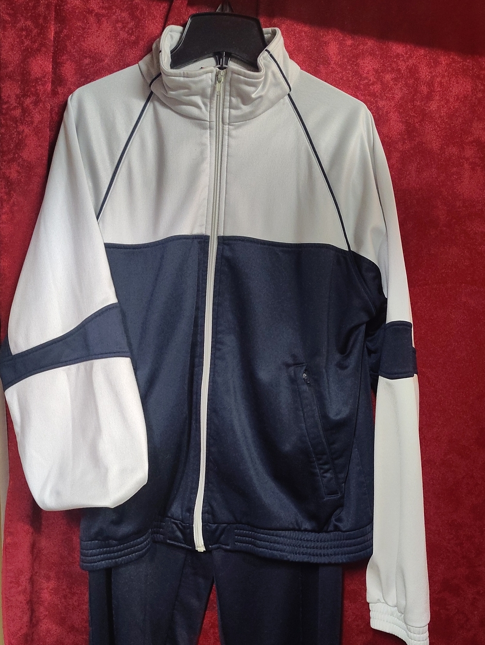 tek gear Men's White and Navy Performance Track Jacket